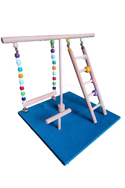 Wooden Bird Budgie Colorful Playground (blue)