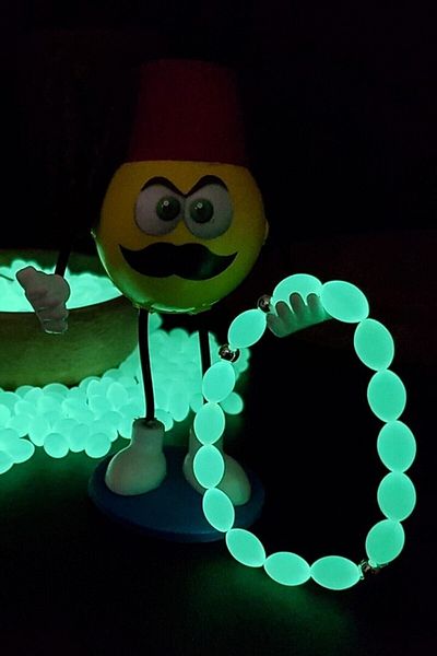 The Collection Glow in the Dark Green Phosphorescent Cat's Eye Powder Amber Bracelet