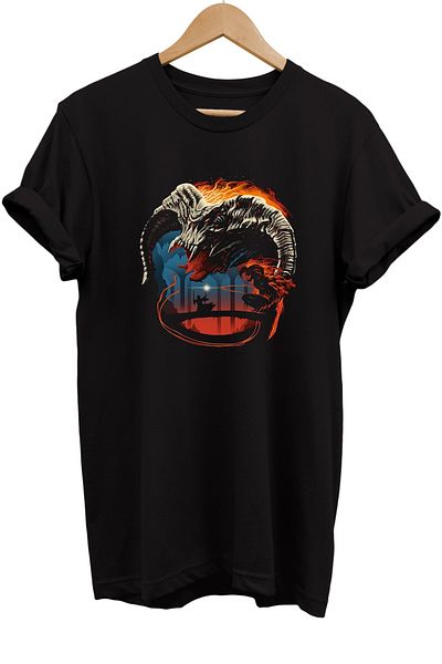 remonz Μπλουζάκι με στάμπα Balrog Gandalf της σειράς Lord of the Rings 100% βαμβακερό μεγάλο μέγεθος
