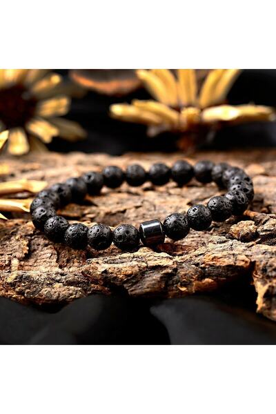 Padore Accessory Unisex - Lav Doğal Taşlı < Hematit > Elegant Bileklik