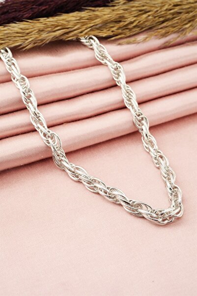 By Zeyna Aksesuar Women's 40 Cm Basic Knitted Twist Chain Necklace