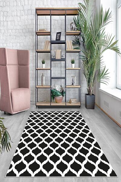 on the clouds Siyah Kupa Desenli Yıkanabilir Kaymaz Taban Leke Tutmaz Modern ...