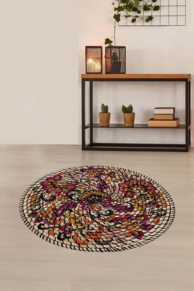 on the clouds Jüt Hasır Kilim Görünümlü Dijital Baskılı Kaymaz Taban Yıkanabi...