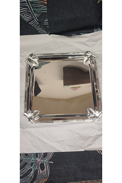 milenasilver Yaprak Figürlü Gümüş Kaplama Tepsi