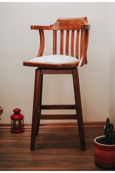 woodwodie Ahşap Dönerli Bar Sandalyesi