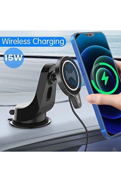 Ally Mobile Ally Magsafe Iphone 12 Serisi 15w Kablosuz Hızlı Şarj Cihazı Ve Araç Tutucu Siyah