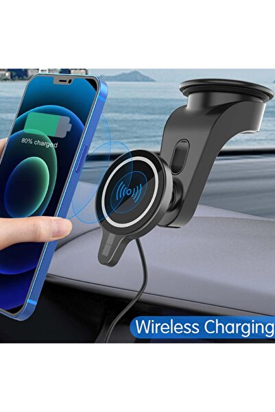 Ally Mobile Ally Magsafe Iphone 12 Serisi 15w Kablosuz Hızlı Şarj Cihazı Ve Araç Tutucu Siyah