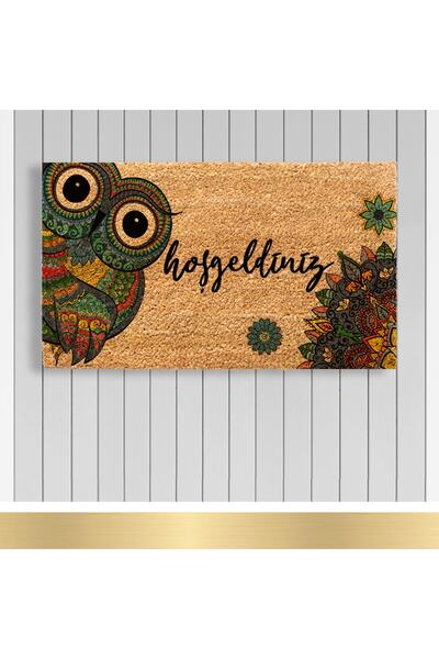 Paspashello , Design Koko Kapı Önü Paspas / Pvc Taban / Model; Baykuş -hoşgel...