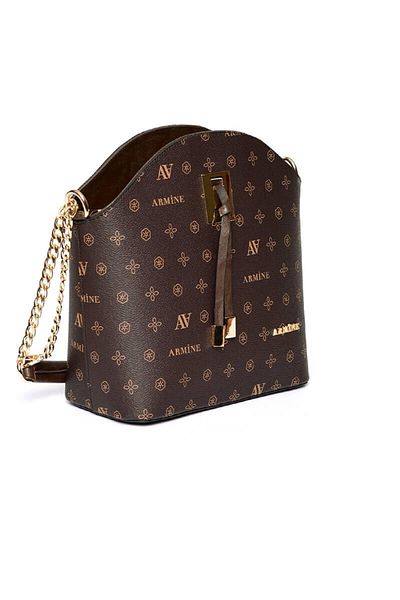 Armine Women's Coffee Printed Bag with Chain Strap