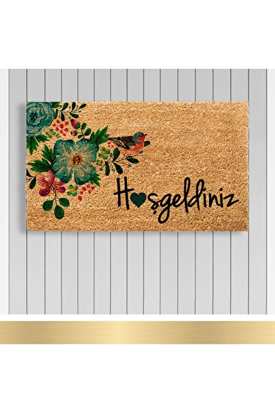 Paspashello , Design Koko Kapı Önü Paspas / Pvc Taban / Model; Kuş - Hoşgeldiniz