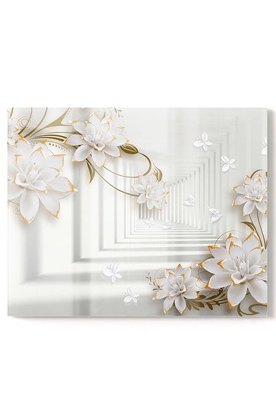Olinpa Premium 50X50Cm Floral White Kitchen Mosque Countertop Built-In Back Protector