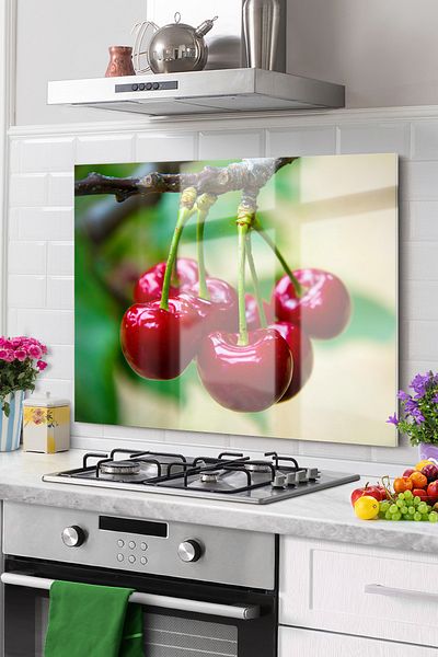 Olinpa Premium Kitchen Glass Stove Back Protector Countertop Built-In Back Protector 50X76Cm |   Fruit