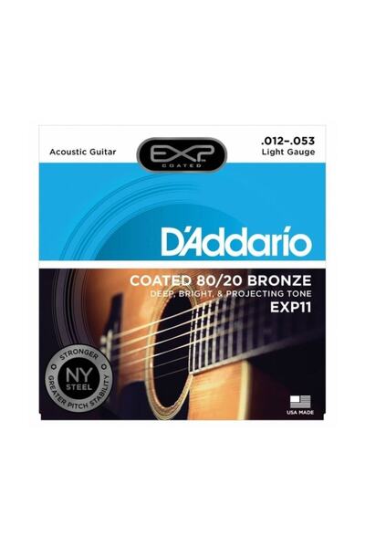D'Addario Exp11 Light Coated 80/20 Akustik Gitar Teli (12-53)