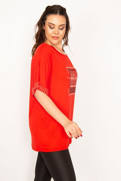 Şans Plus Size Blouse - Red - Regular fit