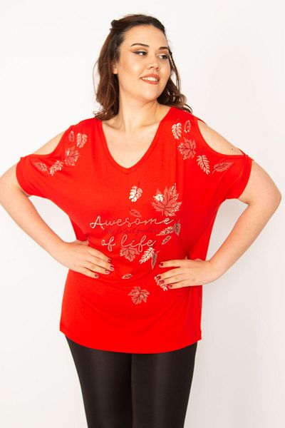 Şans Plus Size Blouse - Red - Regular fit