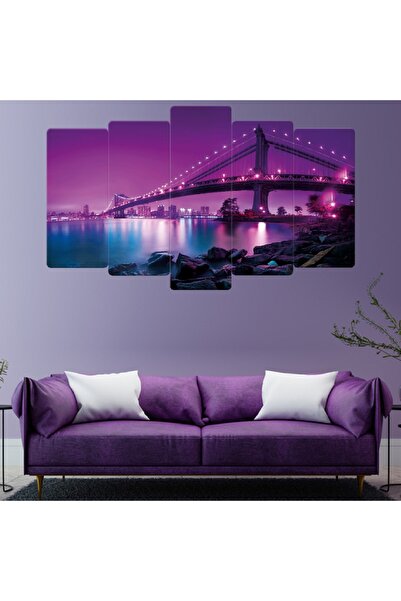 Zevahir Mobilya Dekorasyon Zevahir 5 Parça Mdf Mor Renk Köprü Manzara