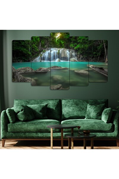 Zevahir Mobilya Dekorasyon Beşli Mdf Ilkbahar Ağaçları Ve Şelale Manzara Tabl...