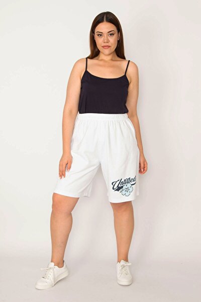 Şans Plus Size Shorts & Bermuda - White - High Waist