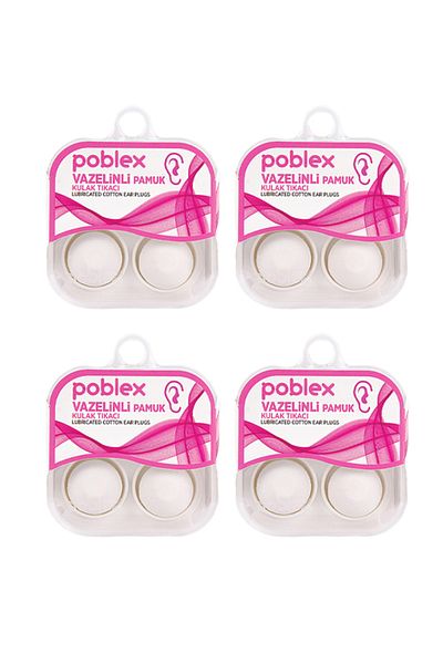 Poblex Vaseline Cotton Earplugs 2 Pieces - 4 Boxes