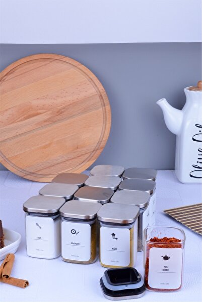 Sezka Life 12'li Metal Kapaklı Kare Borosilikat Baharatlık Ve 30 Adet Suya Da...