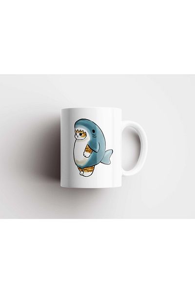 rakkun shop كوب زجاجي بتصميم سمكة قرش كيتي