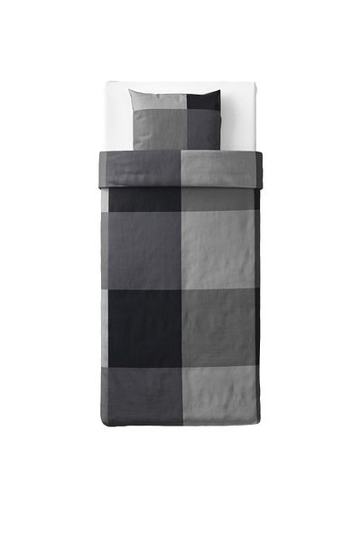 IKEA Brunkrıssla Single Duvet Cover Set, Black, Snaps,
