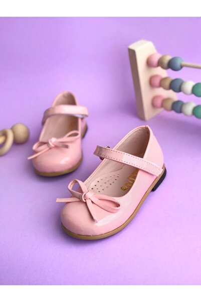 Surpie Shoes Ince Fiyonk Detaylı Kız Çocuk Babet, Kırmızı, Beyaz, Siyah Babet