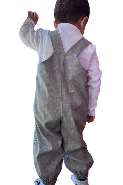 Masnu Çocuk Boys Girls Summer Seasonal Elastic Leg Gray Salopet