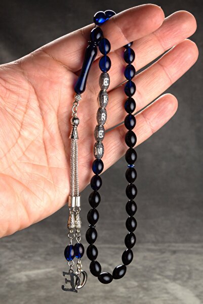 OTTOTESBİH Tatăl este ca un arbor de platane, mărgele de rugăciune albastru-negru, chihlimbar foc, într-o cutie de lemn