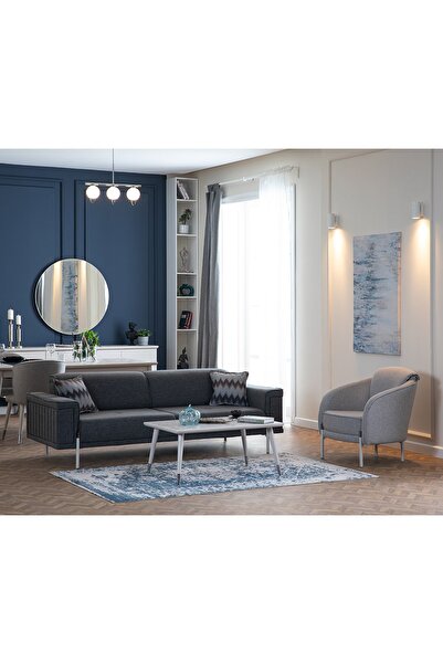 Weltew Home Alaçatı Koltuk Takımı 3+1 (gri- Antrasit )
