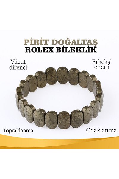 OSMANLI DOĞAL TAŞ Certified Pyrite Natural Stone Rolex Bracelet 15 Mm, B900