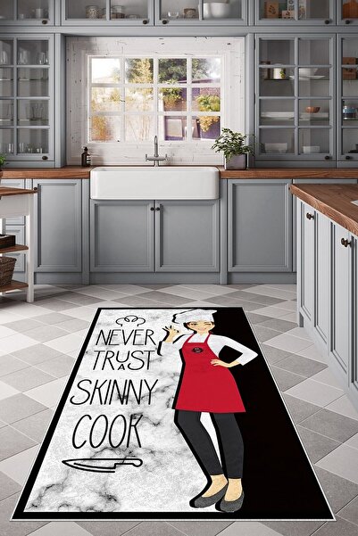 on the clouds Siyah Aşçı Desenli Yıkanabilir Kaymaz Taban Leke Tutmaz Modern ...