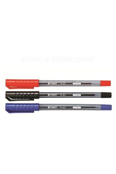 Temat Tk501 - 1.0 mm Red Ballpoint Pen, Pack of 50