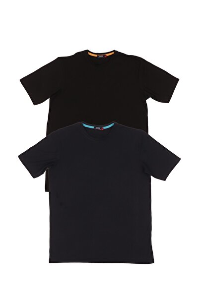 FATELLA Paket muških majica od 2 komada, udobne boje okrugla kragna kratkih r...