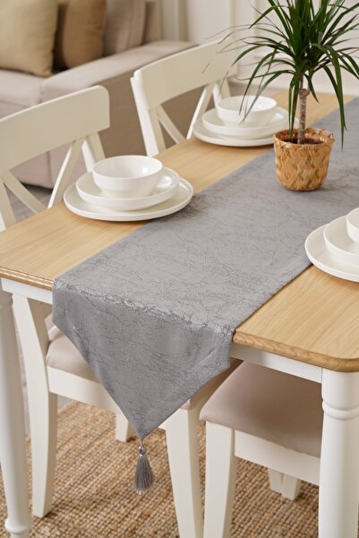 TOSHE 35cm X 225cm Gray Runner, Decorative Runner, Patterned Runner