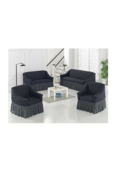 Genel Markalar Bürümcük Koltuk Takımı Örtüsü 3+2+1+1_antrasit