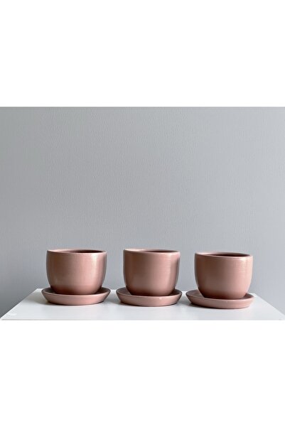 odka 3'lü Mini Saksı Seti 10cmx12cm Pembe Renk