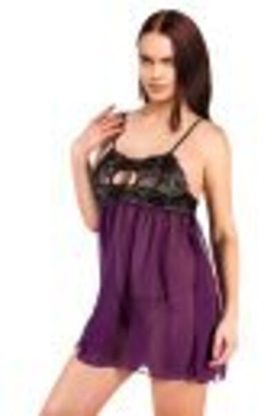 Miorre Ince Askılı Dantelli Transparan Gecelik