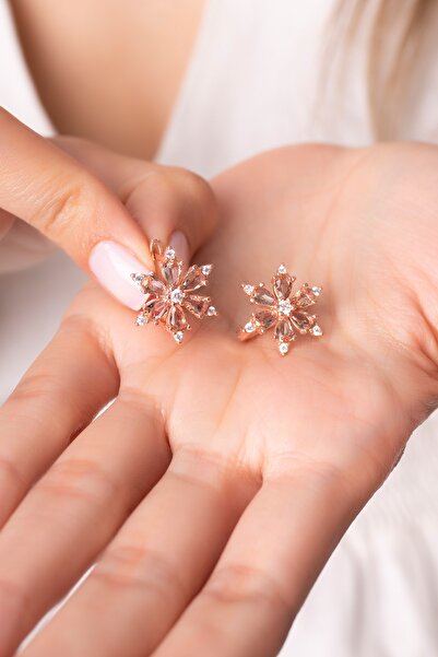 Forenza Kadın  925 Ayar Gümüş Rose Zultanit Taşlı Papatya Küpe