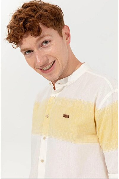 U.S. Polo Assn. Ανδρικό πουκάμισο με γιακά σαφράν μακρυμάνικο