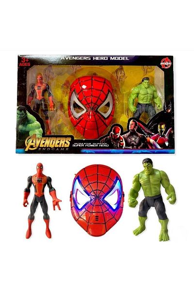 AVENGERS Avengers Illuminated Spider-Man Mask Illuminated Hulk and Spider-Man Character Figure Set