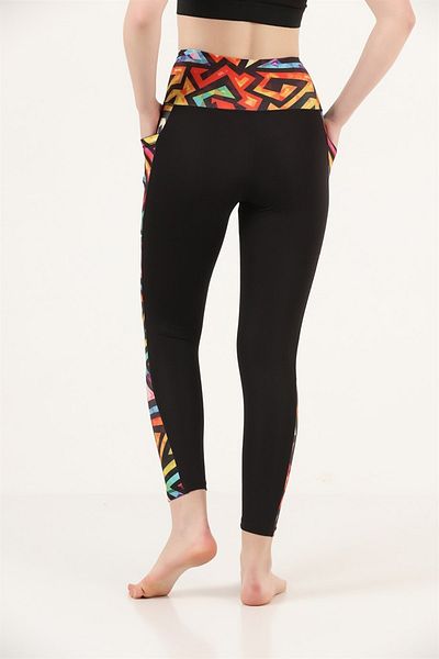 missmaral Women's Tights Black Orange High Waist Recovery Double Pocket Comfort & Sport 1059