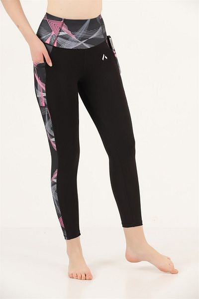 missmaral Women's Tights Black Pink High Waist Recovery Double Pocket Comfort & Sport 1059