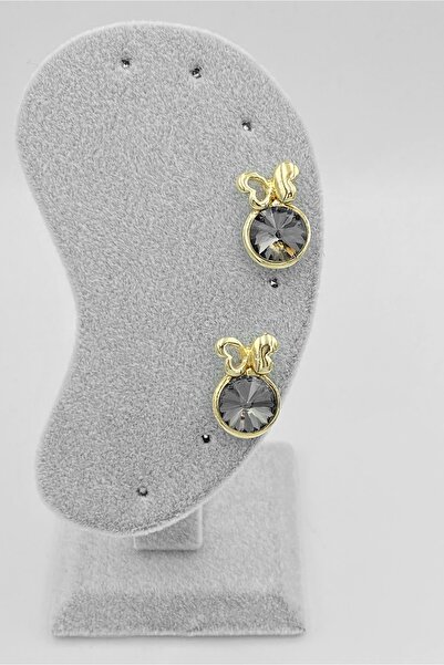 MOSSMOUR أقراط ذهبية أنيقة بتفاصيل فراشة حجرية سوداء شفافة للنساء