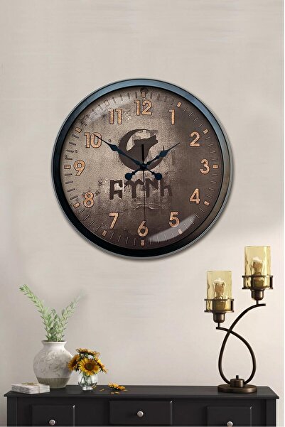 Genel Markalar Hediyelik Duvar Saati 40 Cm Metal Siyah Renk Bozkurt Modeli