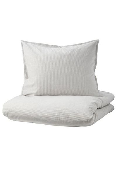 IKEA Bergpalm Single Duvet Cover Set, Grey-striped, 150x200/50x60 Cm Without Sheets