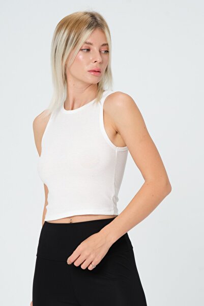 PUNKY CAT Жіноча біла безрукавна коротка блузка