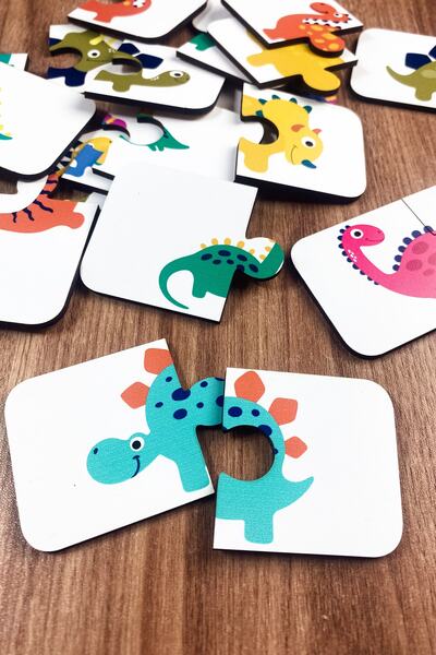 Enjoymydesign لعبة مطابقة خشبية مكونة من قطعتين على شكل ديناصور لمرحلة ما قبل...