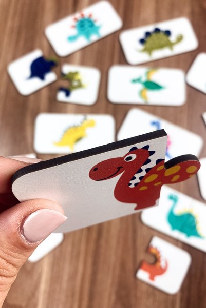 Enjoymydesign Dinosaur Themed Wooden Two Piece Matching Game Preschool Baby Educational Toy