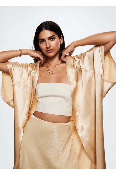 MANGO Woman Kaftan Women Beige--